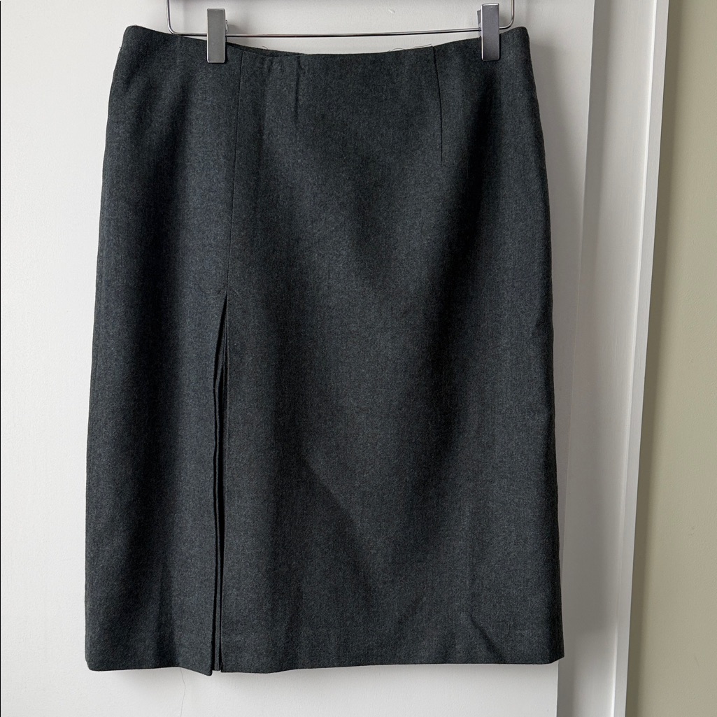 Calypso Christian Celle Elegant Wool Blend Green Blue Pencil Skirt Size M